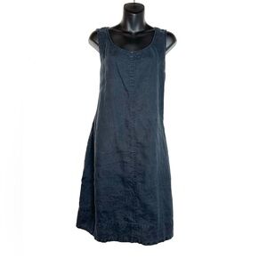 J. Jill Women’s Linen Sheath Dress L Petite Black Lagenlook Minimalist Coastal